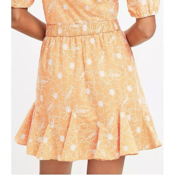 Loft Garden Embroidered Open Back Puff Sleeve Blouse Godet Skirt Medium - Picture 3 of 9